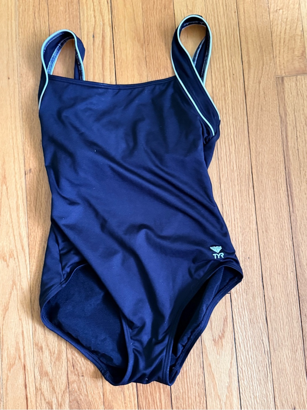 TYR Black Swimsuit with White Piping sz 8